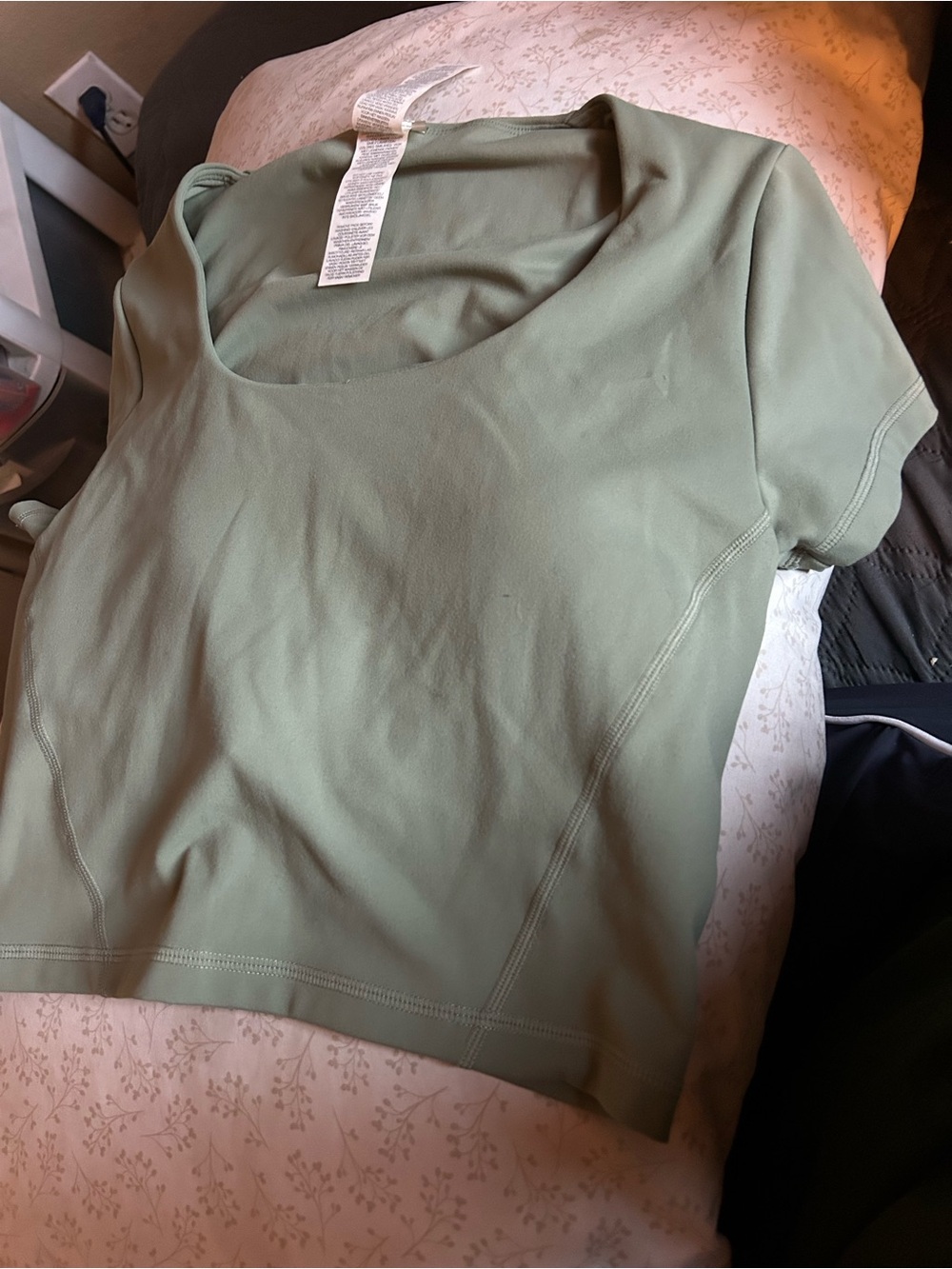 Oner Active Sage Green Crop Scoop Neck Top